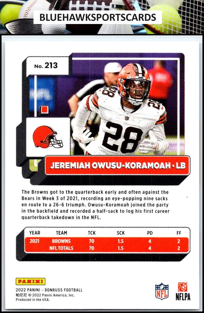 2022 Donruss #213 Jeremiah Owusu-Koramoah