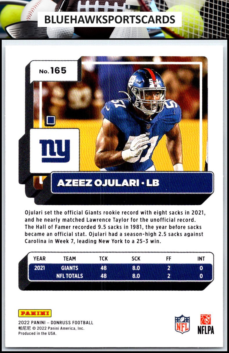 2022 Donruss #165 Azeez Ojulari
