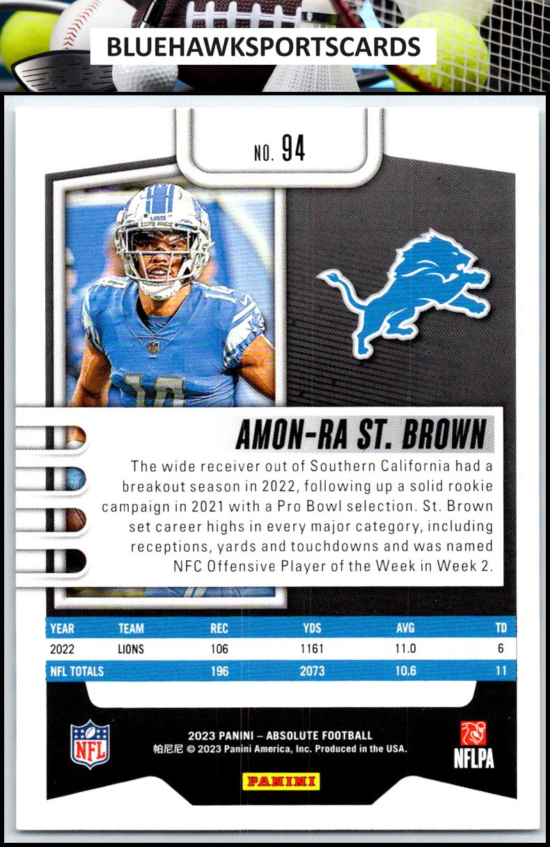 2023 Panini Absolute #94 Amon-Ra St. Brown Retail