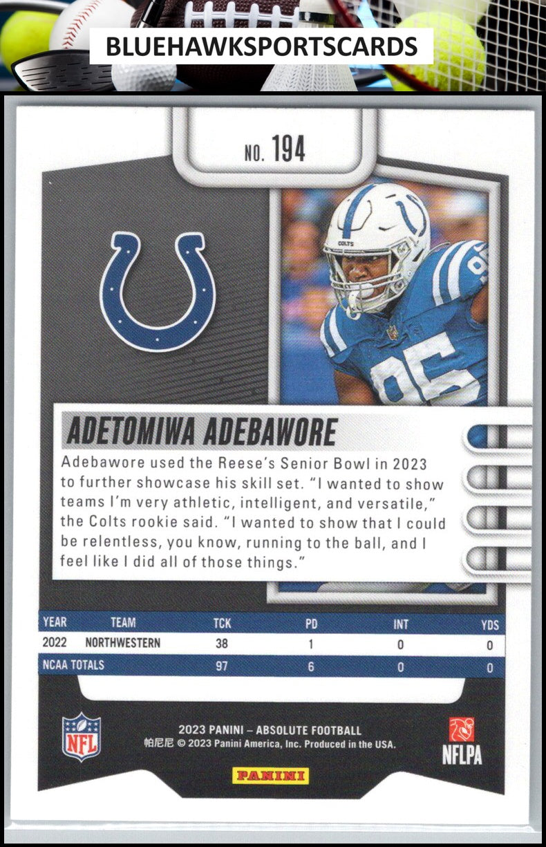 2023 Panini Absolute #194 Adetomiwa Adebawore Retail