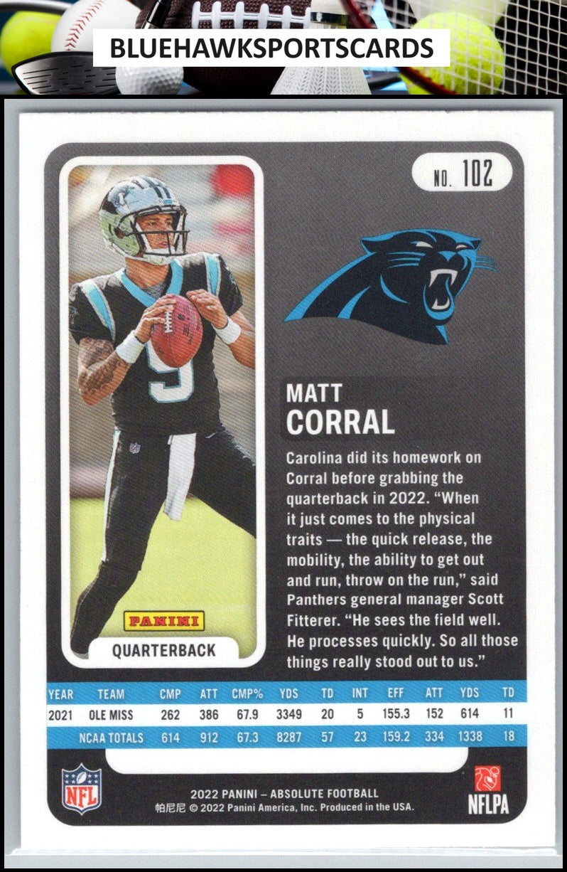 2022 Panini Absolute #102 Matt Corral Retail