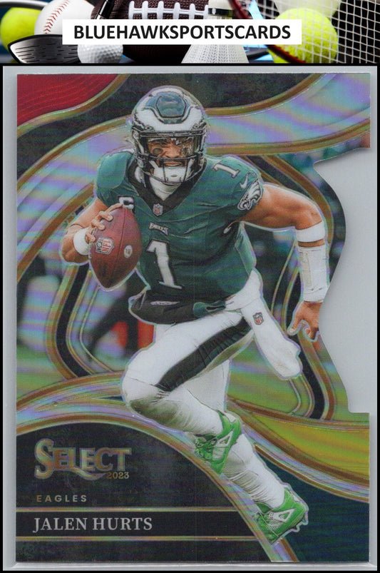 2023 Panini Select #264 Jalen Hurts Red and Yellow Prizms Die Cuts