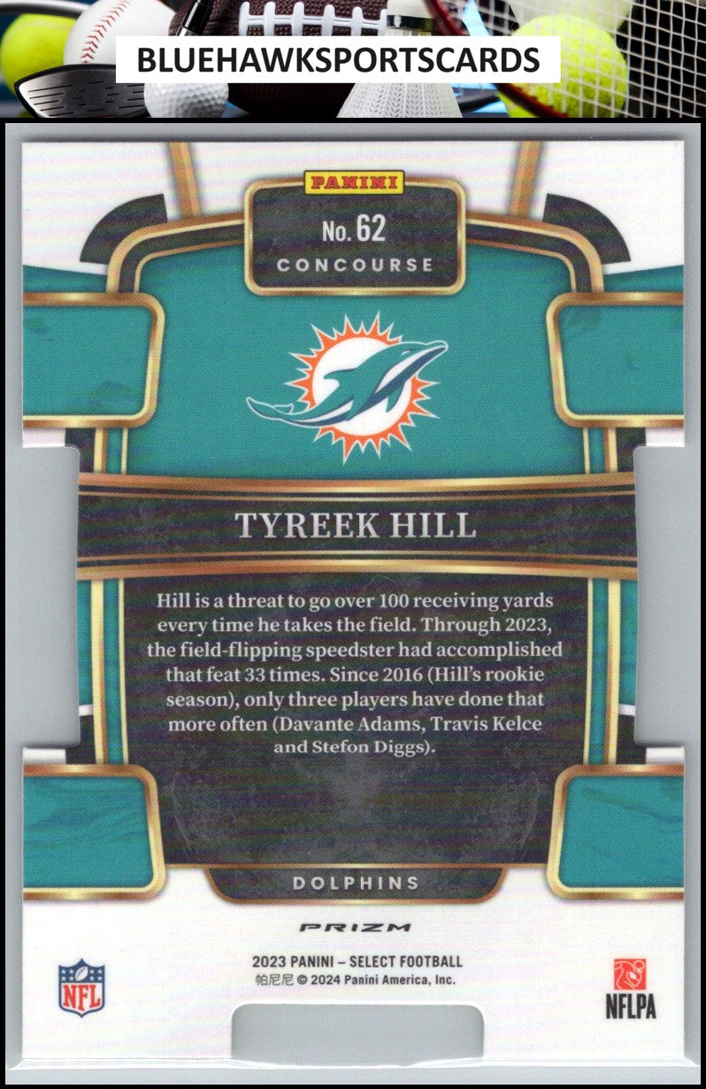 2023 Panini Select #62 Tyreek Hill Red and Yellow Prizms Die Cuts
