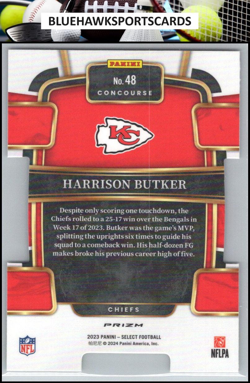 2023 Panini Select #48 Harrison Butker Red and Yellow Prizms Die Cuts
