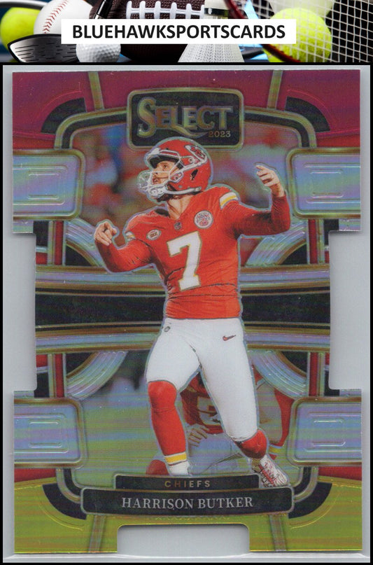 2023 Panini Select #48 Harrison Butker Red and Yellow Prizms Die Cuts