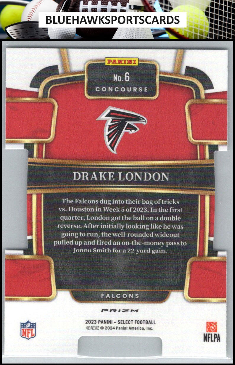 2023 Panini Select #6 Drake London Green and Yellow Prizms Die Cuts