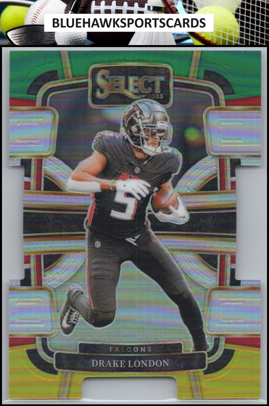 2023 Panini Select #6 Drake London Green and Yellow Prizms Die Cuts