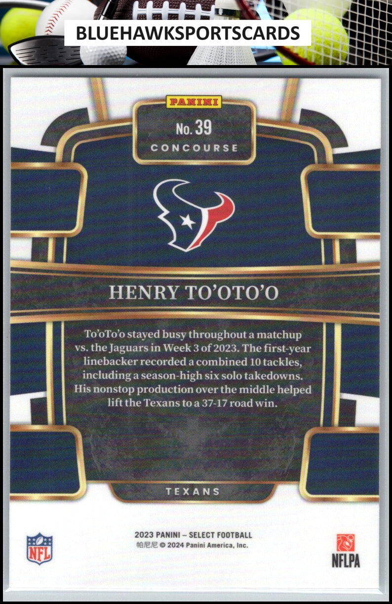 2023 Panini Select #39 Henry To'oTo'o