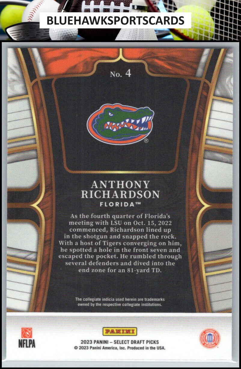 2023 Panini Select Draft Picks #4 Anthony Richardson Blue Retail