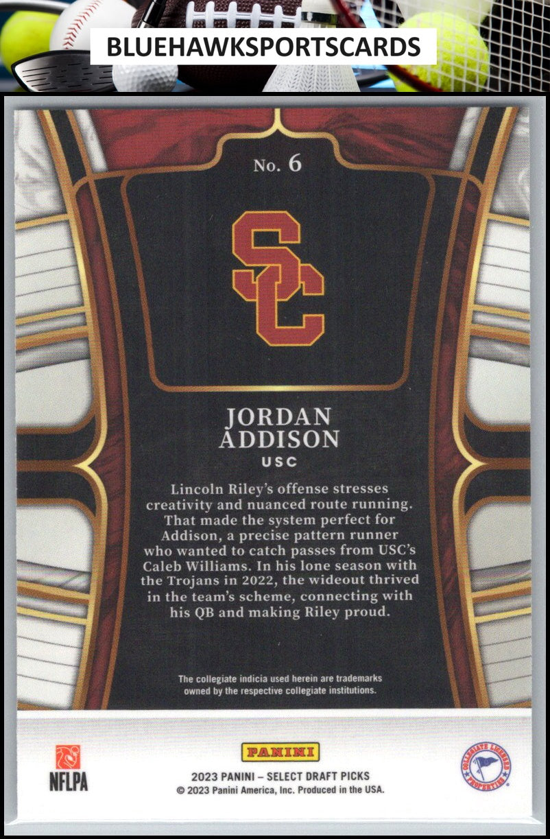 2023 Panini Select Draft Picks #6 Jordan Addison Blue Retail