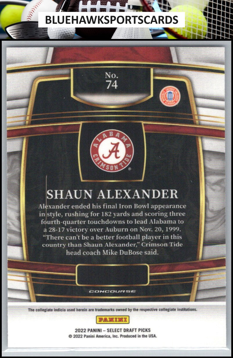 2022 Panini Select Draft Picks #74 Shaun Alexander Blue (Retail Base)