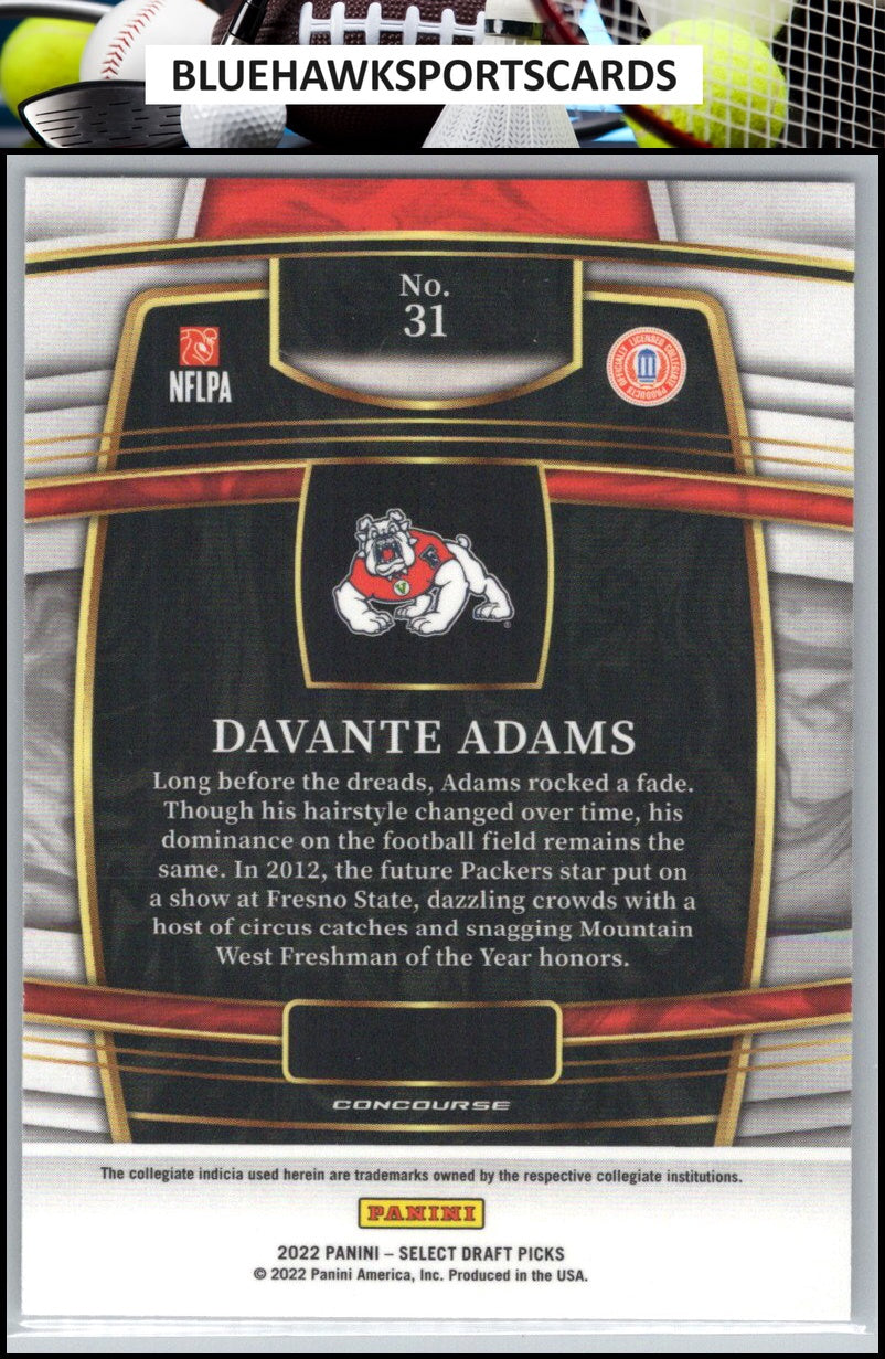 2022 Panini Select Draft Picks #31 Davante Adams Blue (Retail Base)