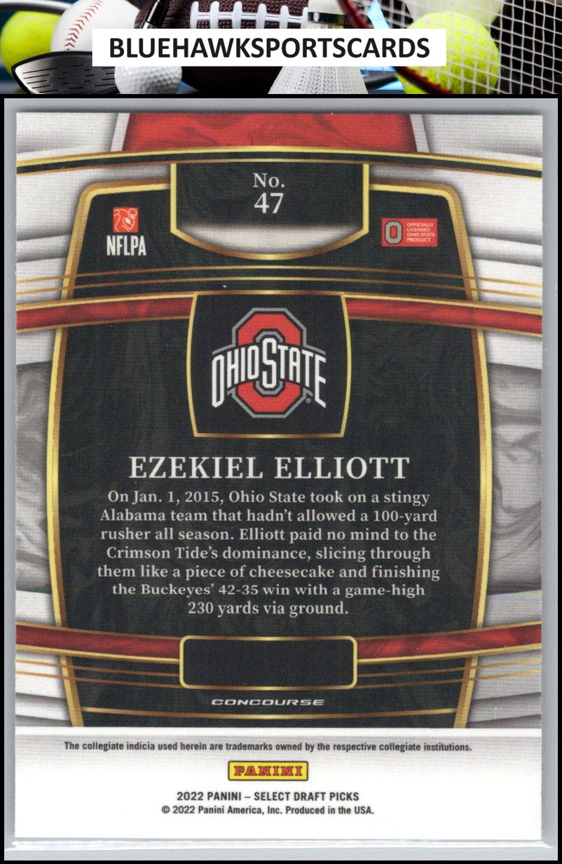 2022 Panini Select Draft Picks #47 Ezekiel Elliott Blue (Retail Base)