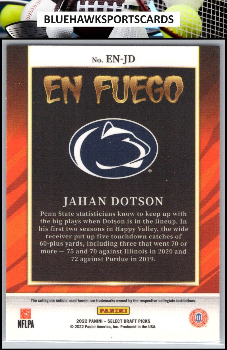 2022 Panini Select Draft Picks #EN-JD Jahan Dotson En Fuego