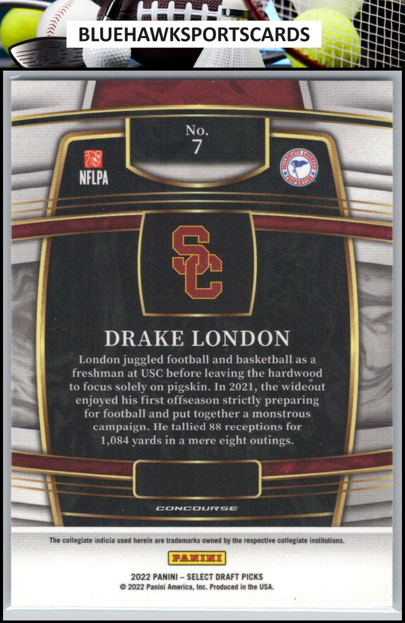 2022 Panini Select Draft Picks #7 Drake London Blue (Retail Base)