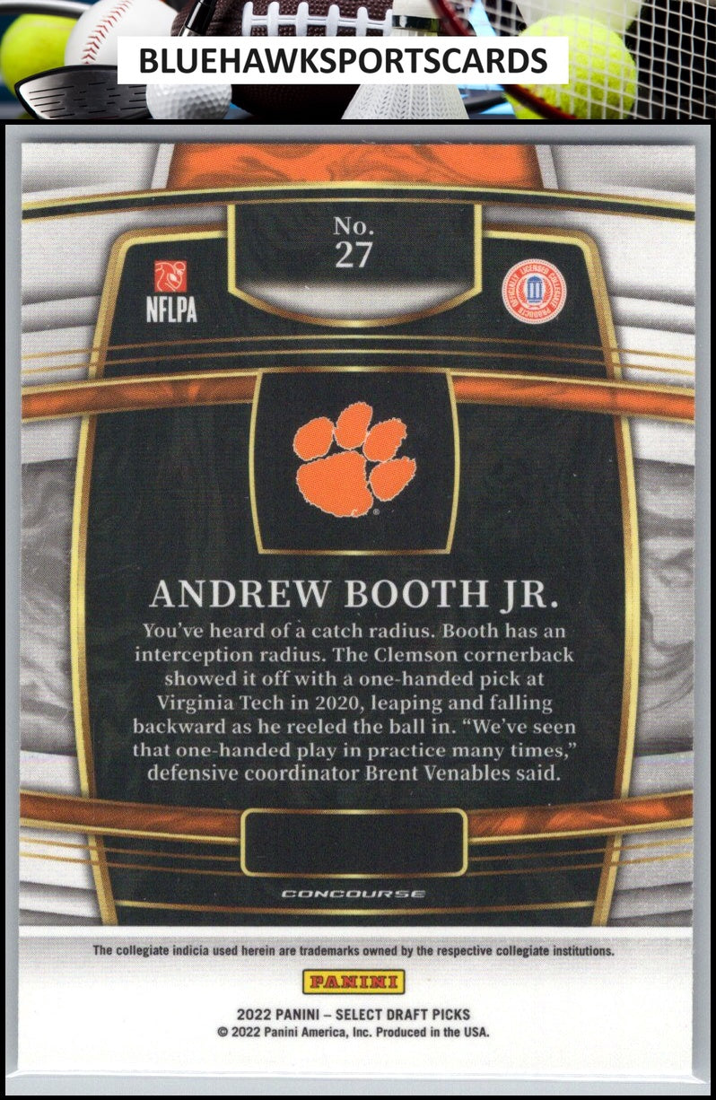 2022 Panini Select Draft Picks #27 Andrew Booth Jr. Blue (Retail Base)