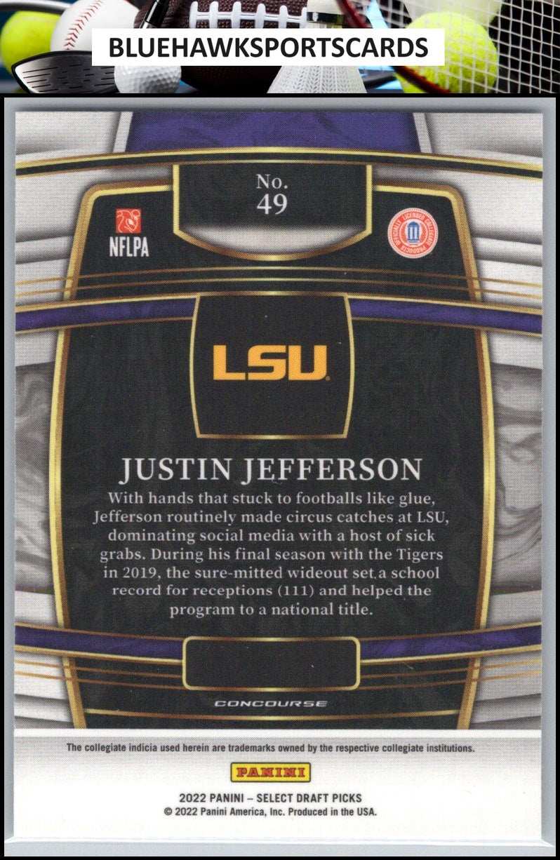 2022 Panini Select Draft Picks #49 Justin Jefferson Blue (Retail Base)