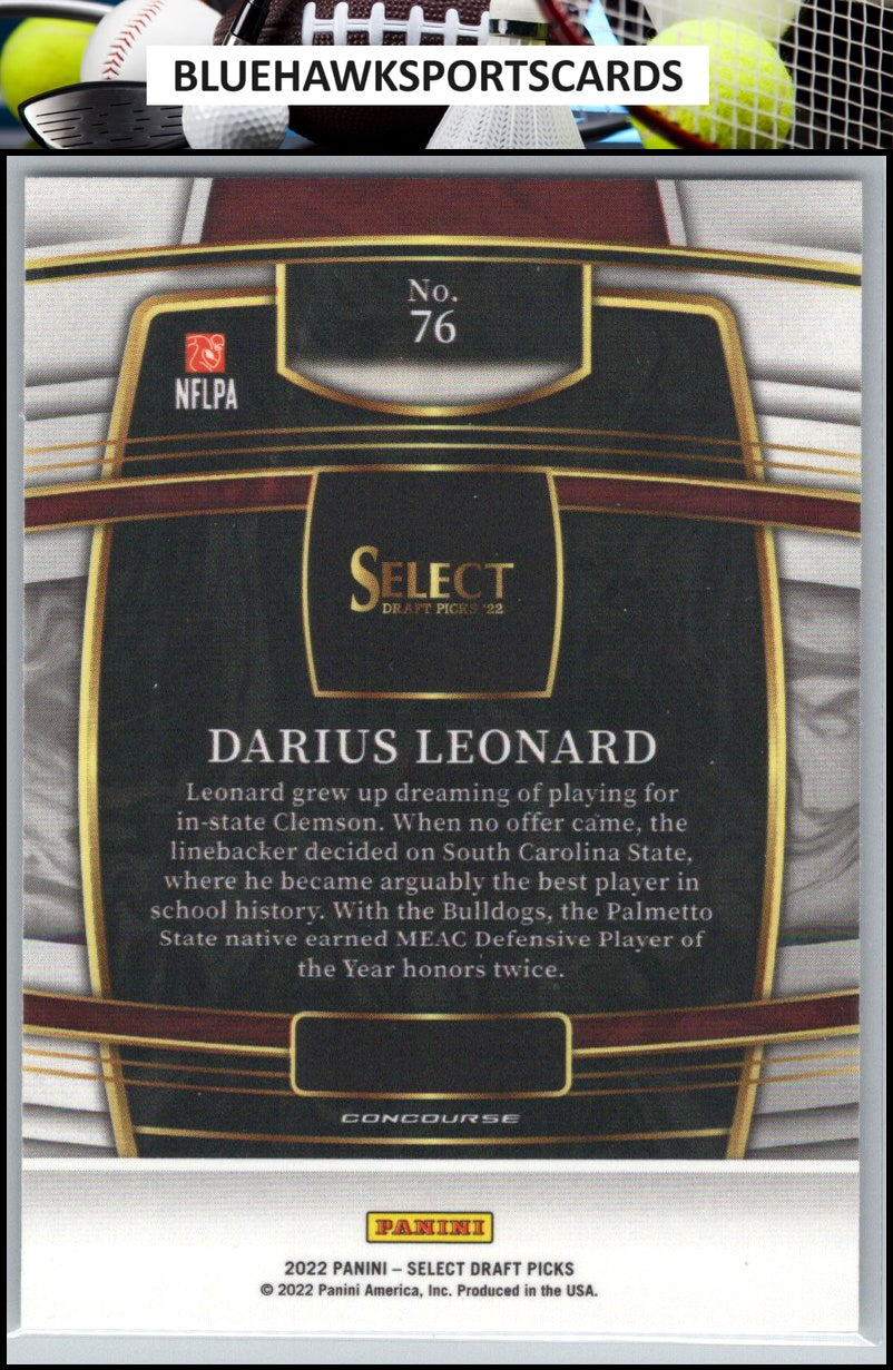 2022 Panini Select Draft Picks #76 Darius Leonard Blue (Retail Base)