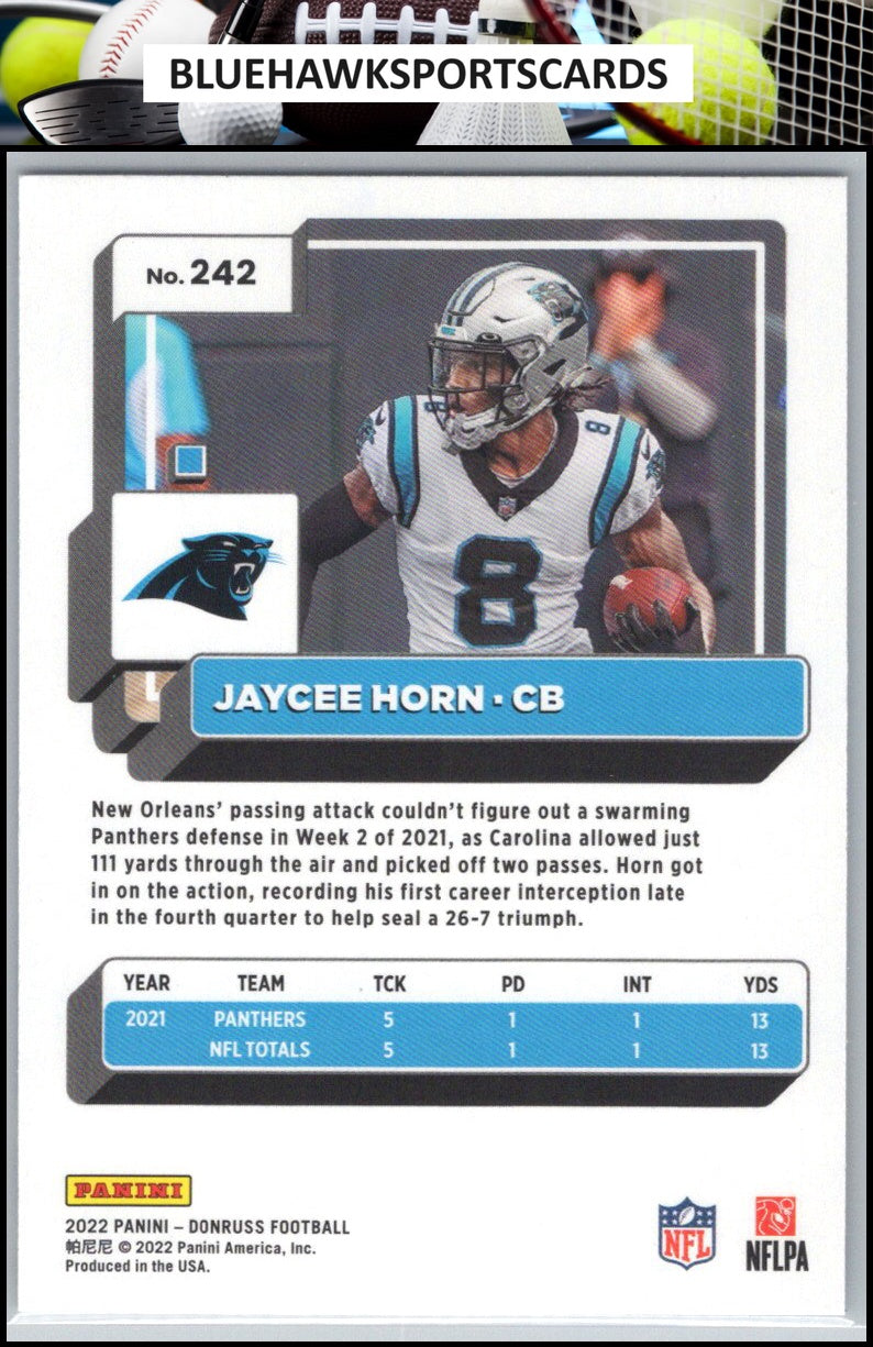 2022 Donruss #242 Jaycee Horn Blue Press Proof