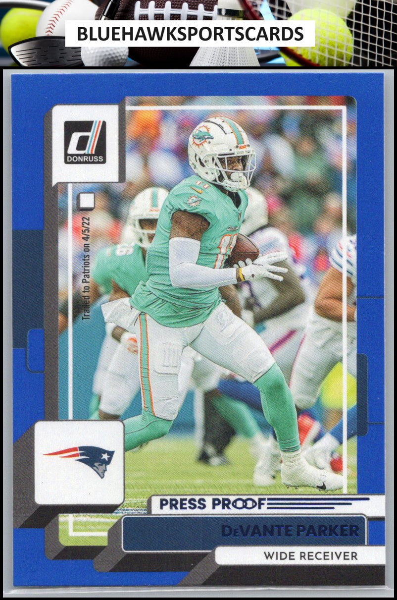 2022 Donruss #122 DeVante Parker Blue Press Proof