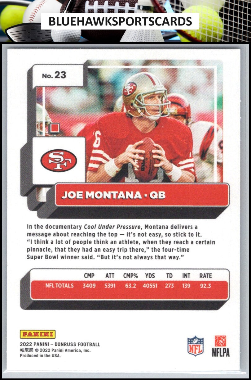 2022 Donruss #23 Joe Montana Blue Press Proof