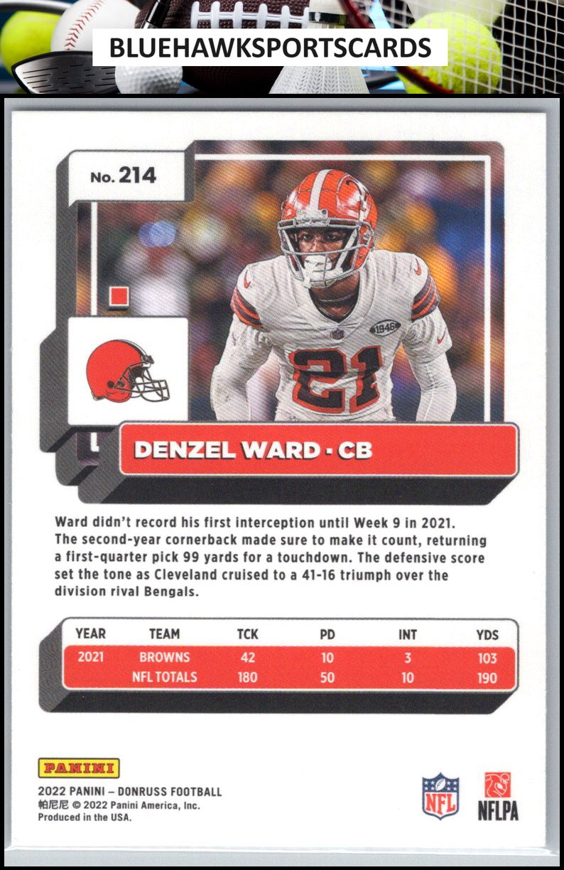 2022 Donruss #214 Denzel Ward Blue Press Proof
