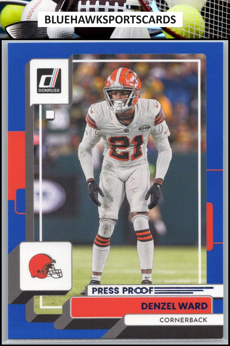 2022 Donruss #214 Denzel Ward Blue Press Proof