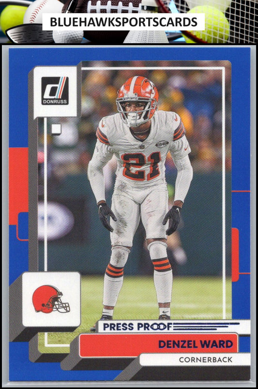 2022 Donruss #214 Denzel Ward Blue Press Proof