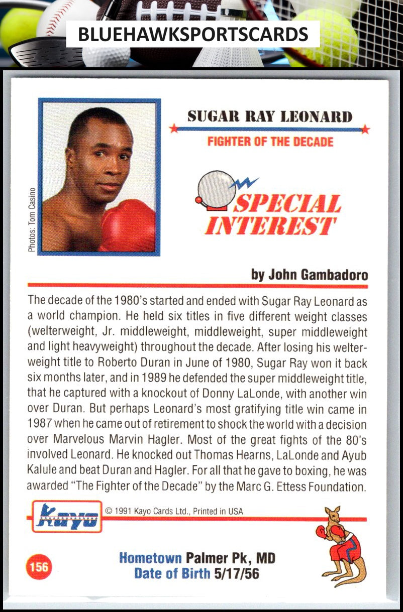1991 Kayo #156 Sugar Ray Leonard