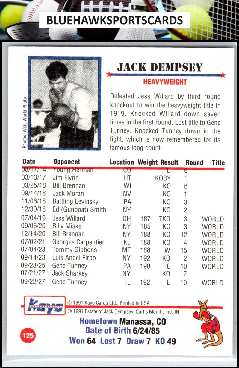 1991 Kayo #125 Jack Dempsey