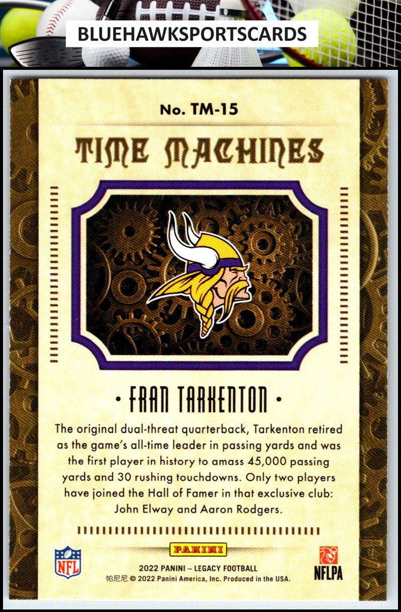 2022 Panini Legacy #TM-15 Fran Tarkenton Time Machines