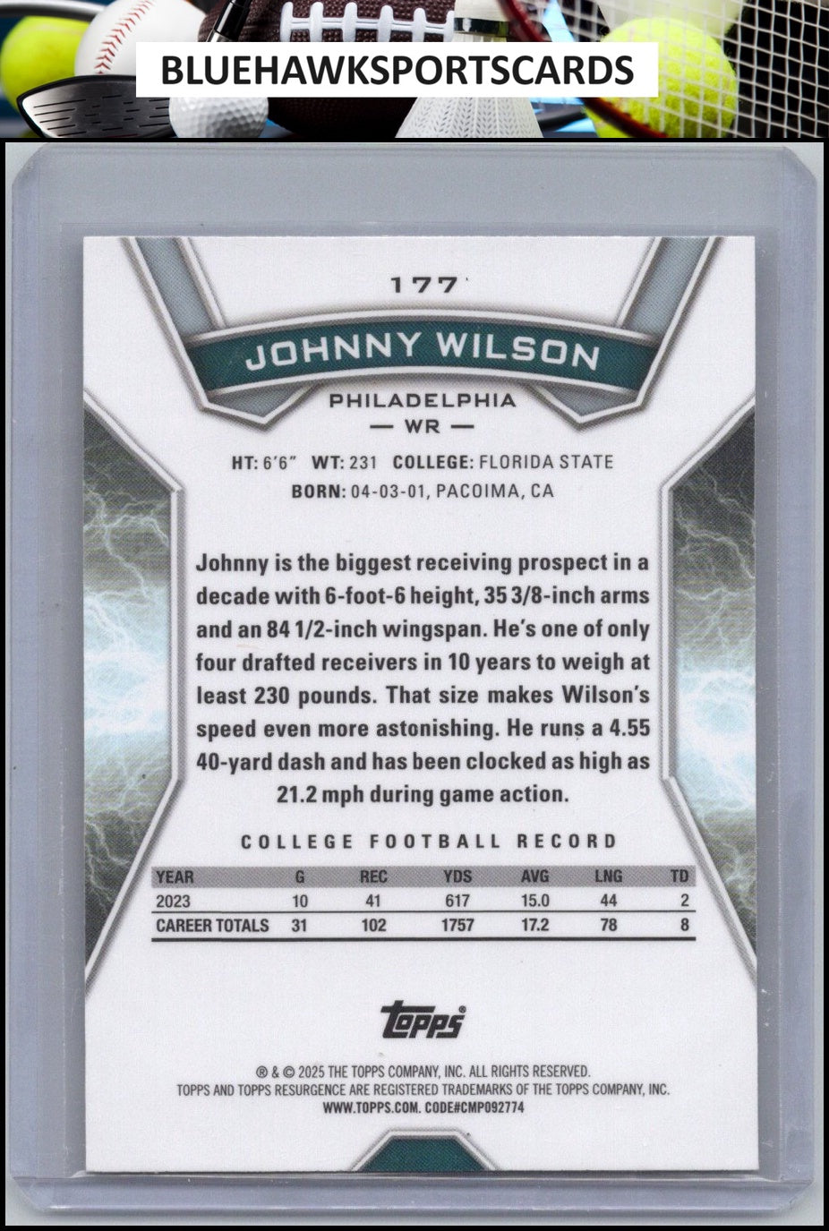 2024 Topps Resurgence #177 Johnny Wilson Blue & Orange Spark