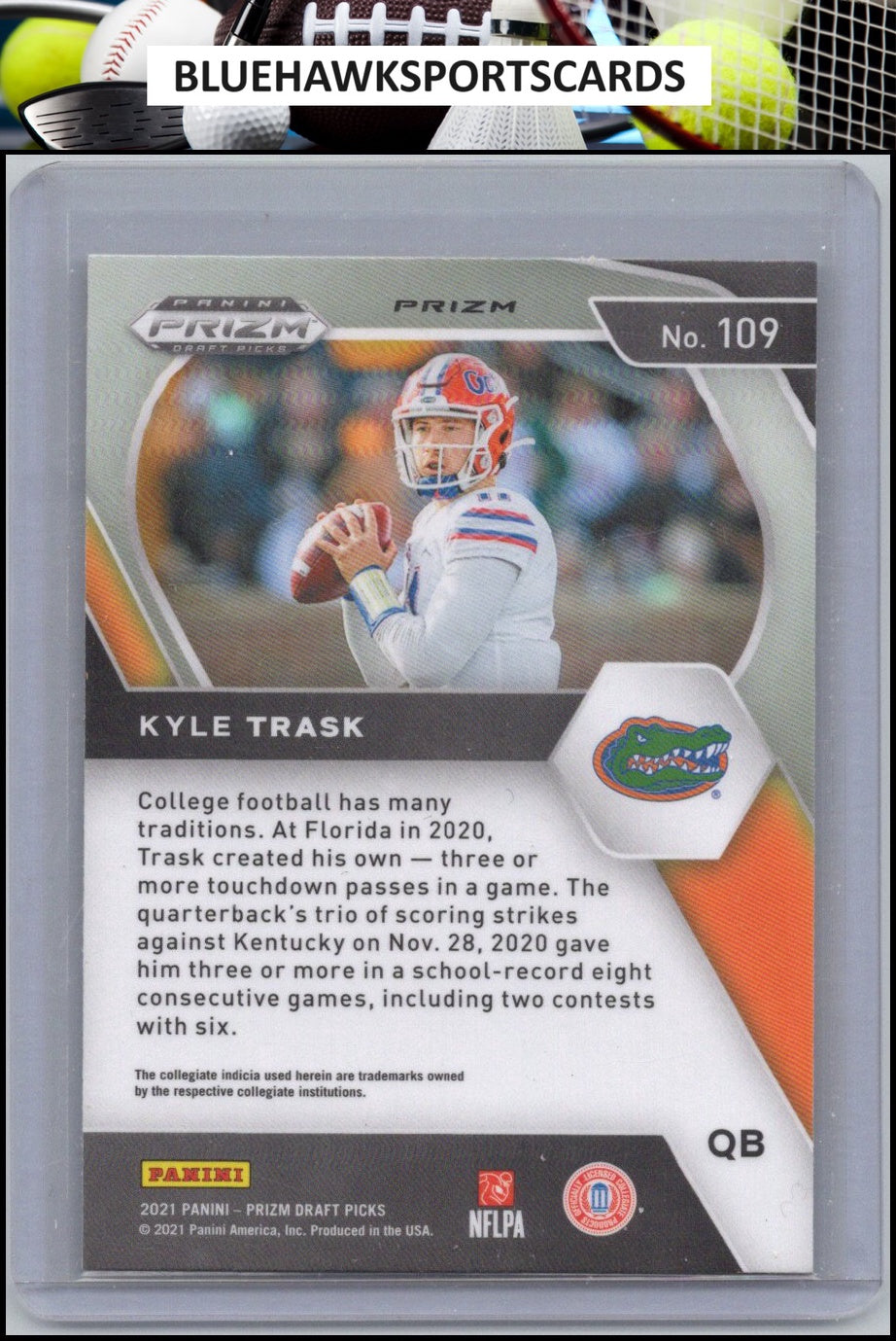 2021 Panini Prizm Draft Picks Collegiate #109 Kyle Trask Gold Ice