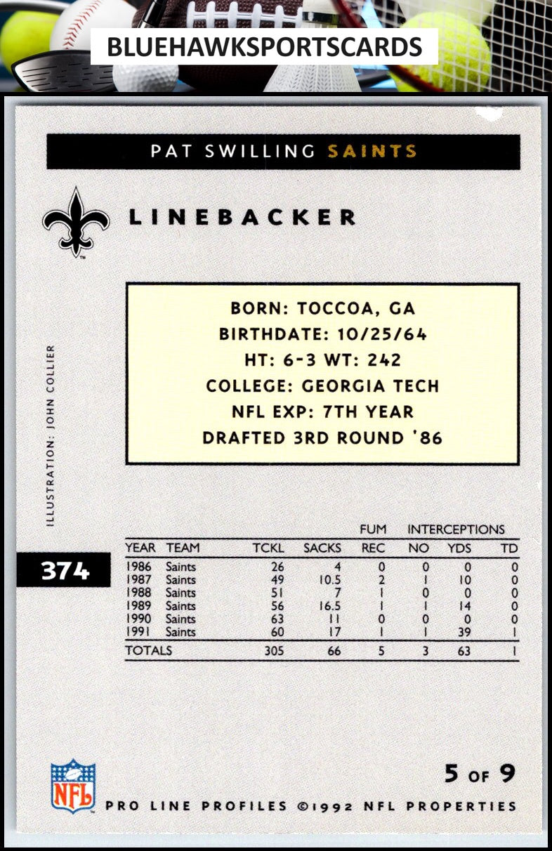 1992 Pro Line Profiles #374 Pat Swilling