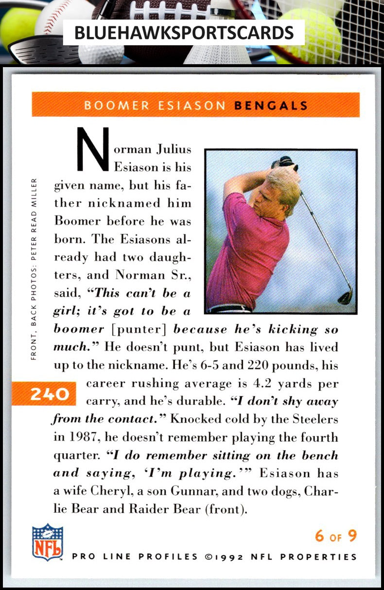1992 Pro Line Profiles #240 Boomer Esiason