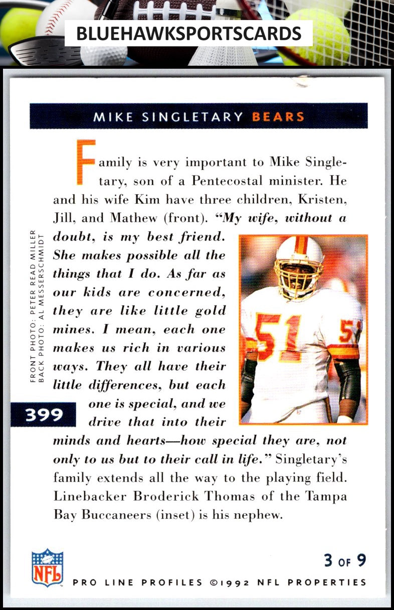 1992 Pro Line Profiles #399 Mike Singletary