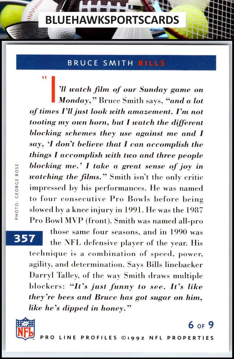 1992 Pro Line Profiles #357 Bruce Smith