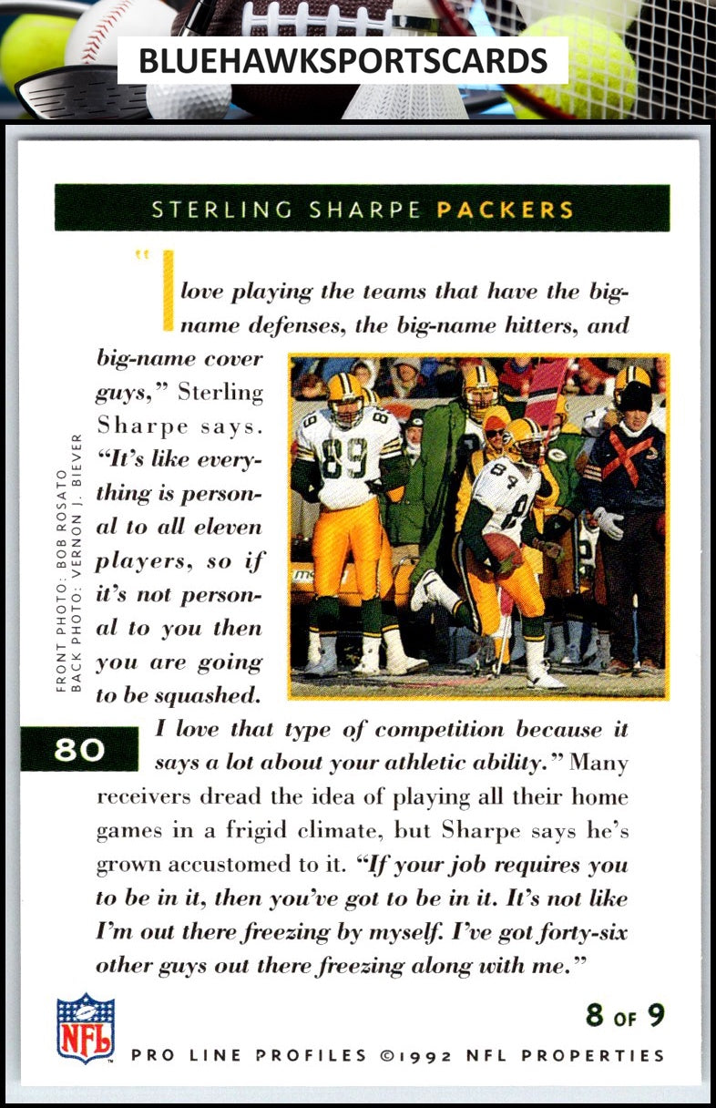 1992 Pro Line Profiles #80 Sterling Sharpe