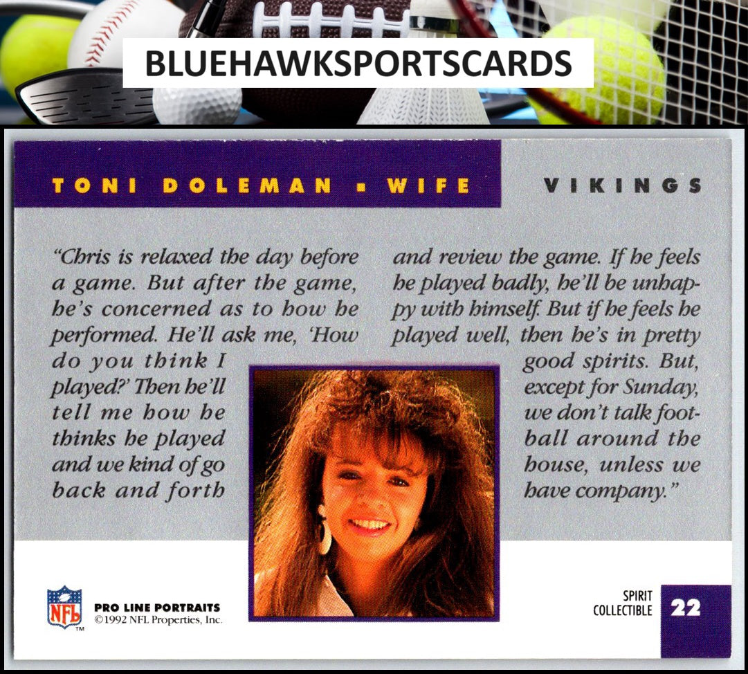 1992 Pro Line Portraits #22 Toni Doleman Wives