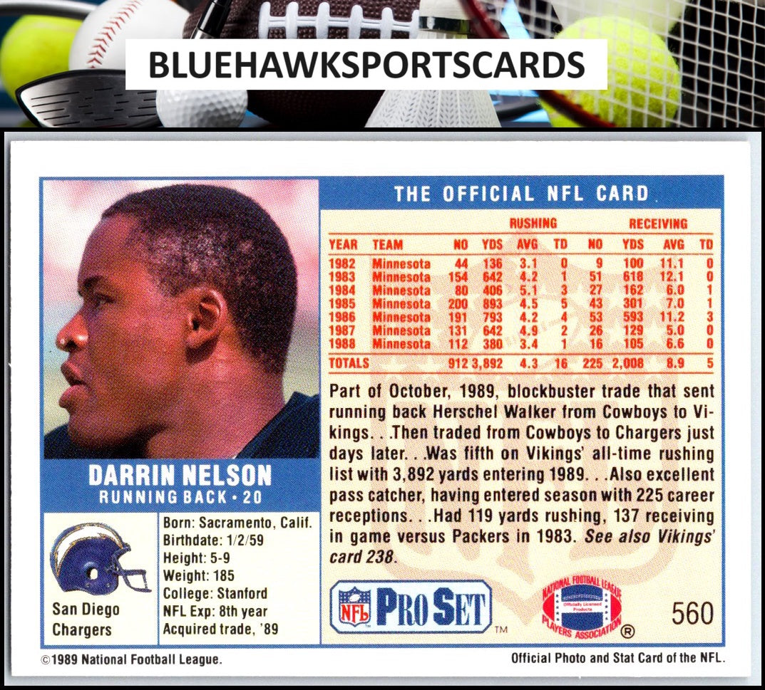 1989 Pro Set #560 Darrin Nelson