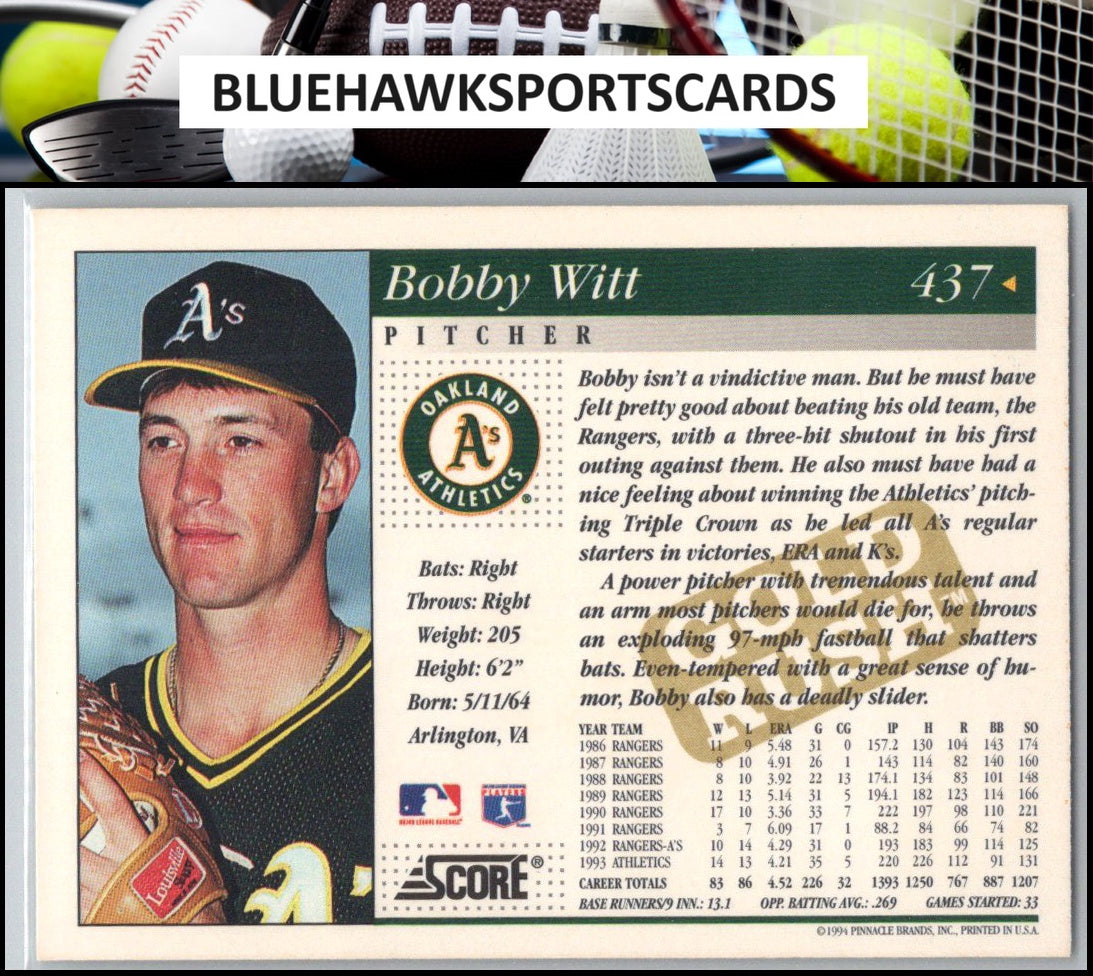 1994 Score #437 Bobby Witt Gold Rush