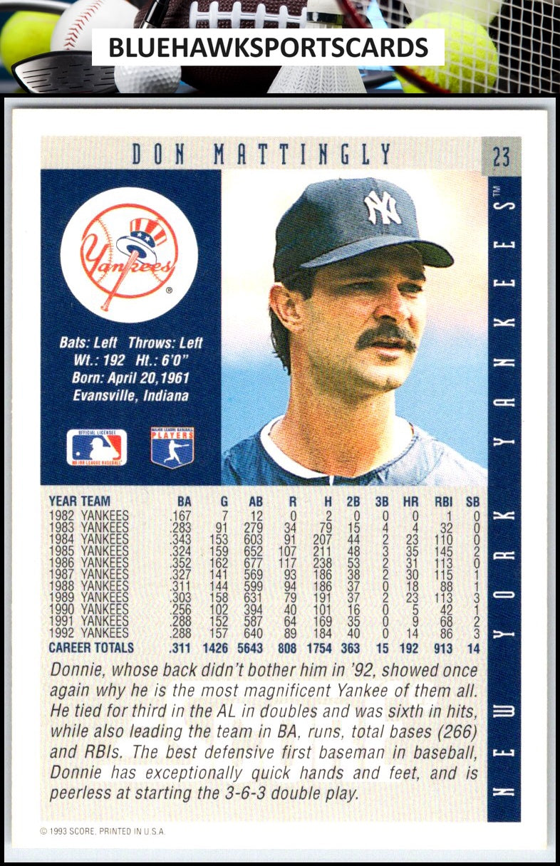 1993 Score #23 Don Mattingly