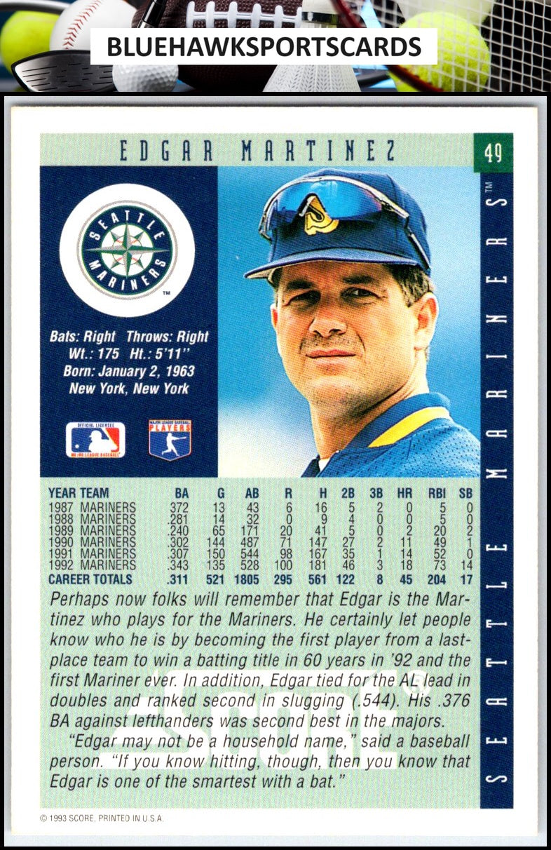 1993 Score #49 Edgar Martinez
