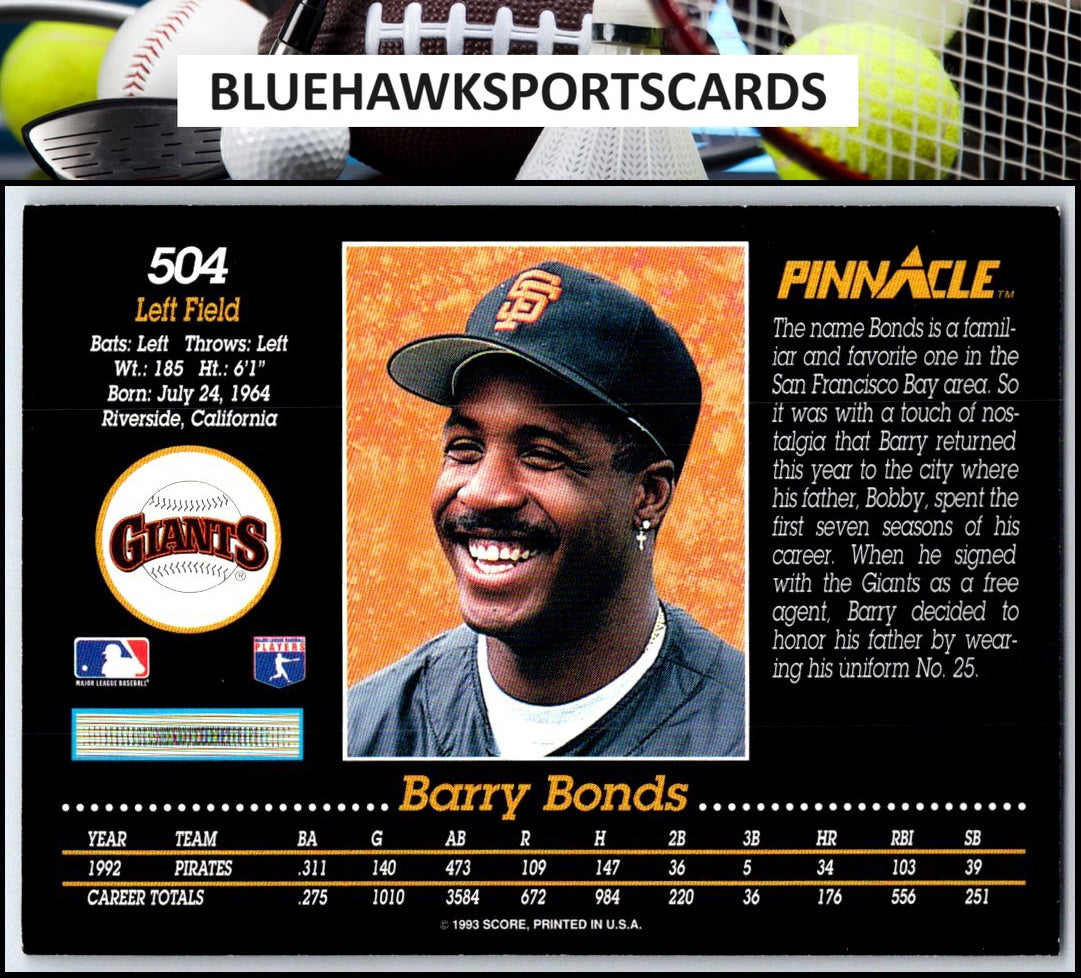 1993 Pinnacle #504 Barry Bonds