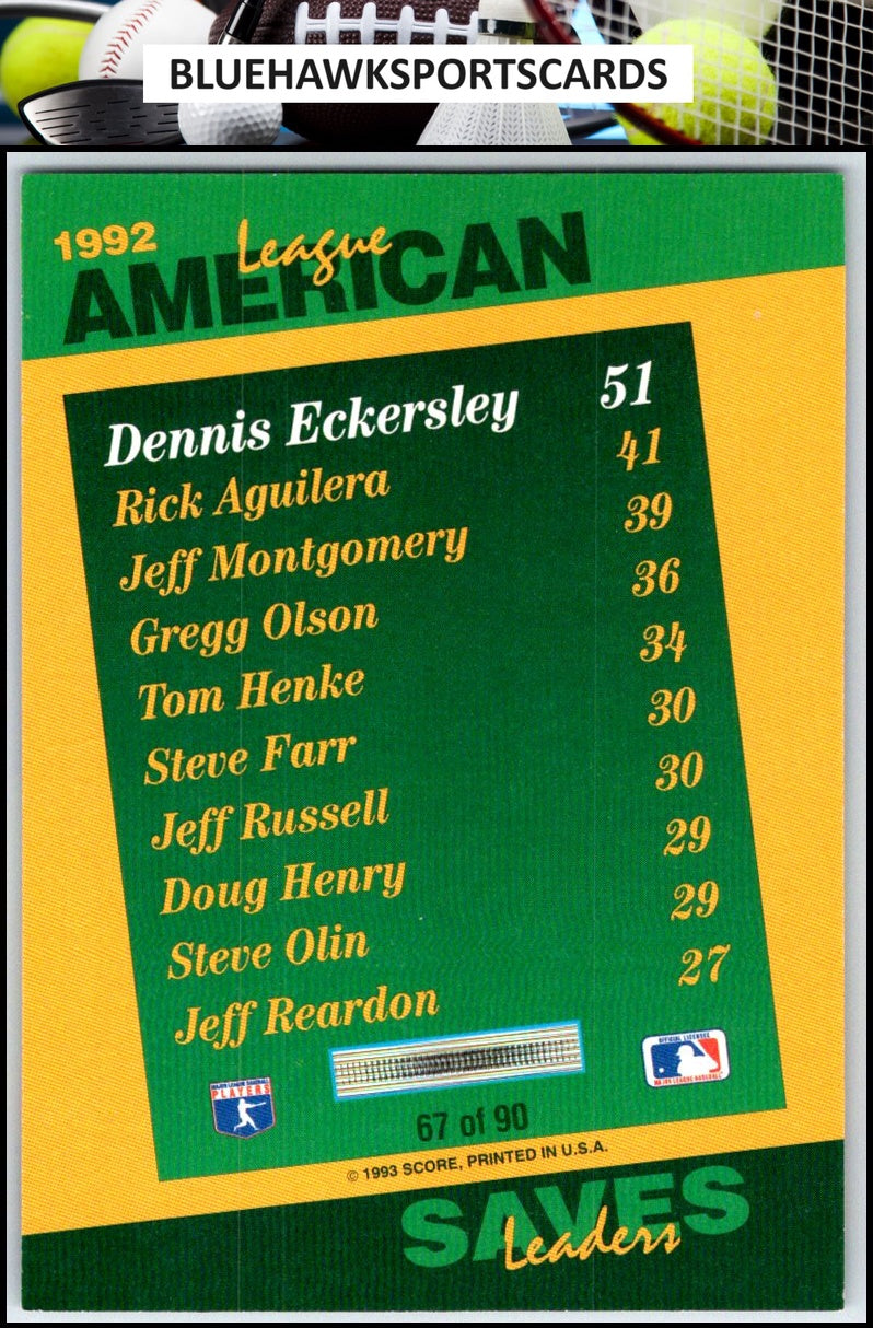1993 Score #67 Dennis Eckersley Select Stat Leaders