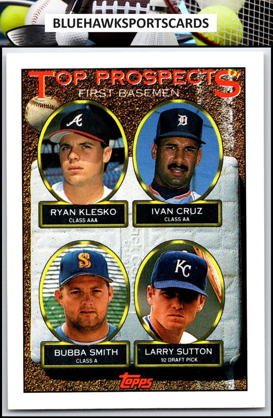 1993 Topps #423 Ryan Klesko / Ivan Cruz / Bubba Smith / Larry Sutton TP, RC