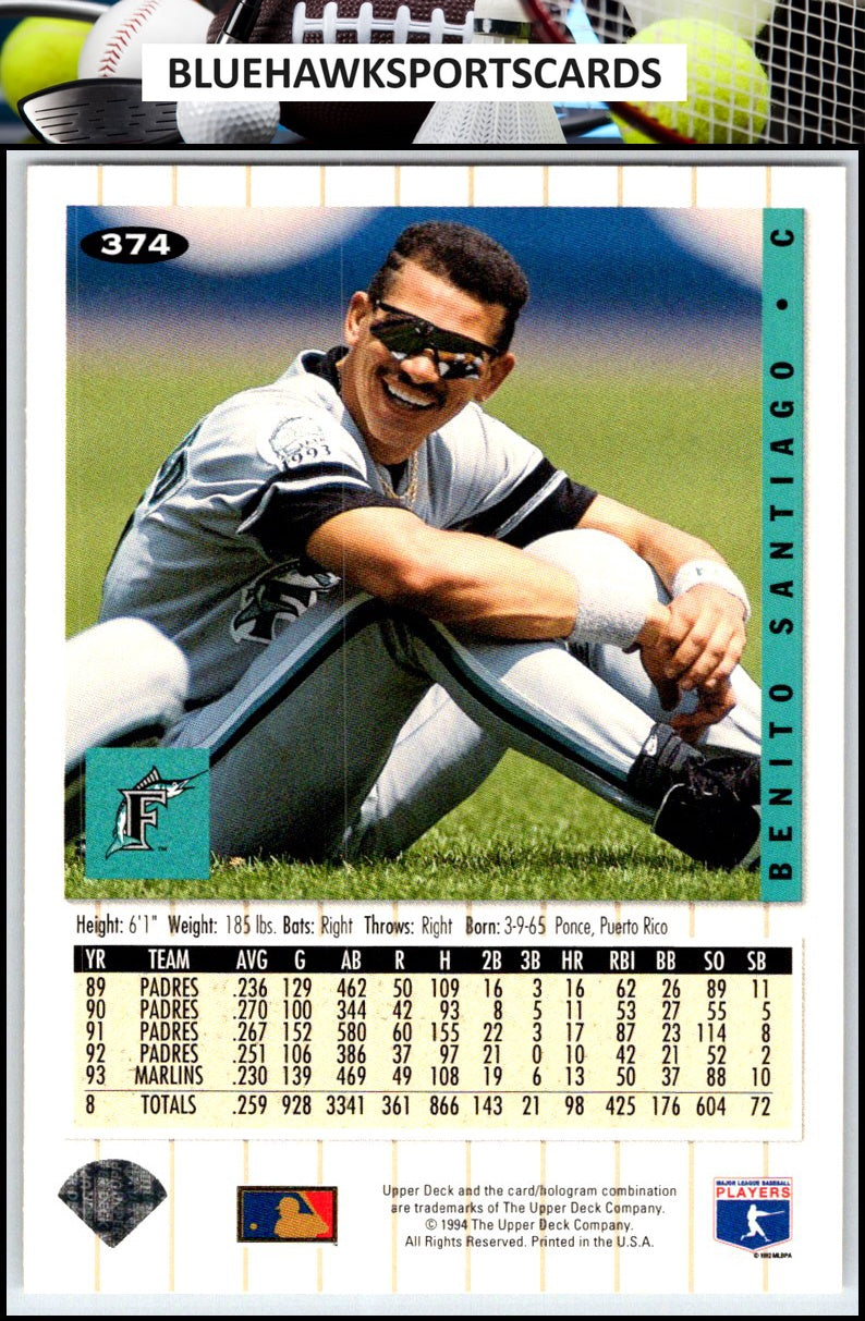 1994 Collector's Choice #374 Benito Santiago Silver Signature