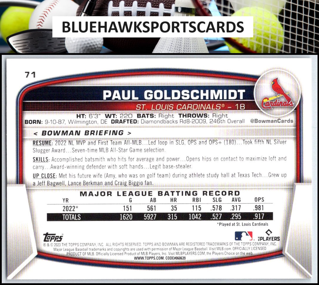 2023 Bowman #71 Paul Goldschmidt