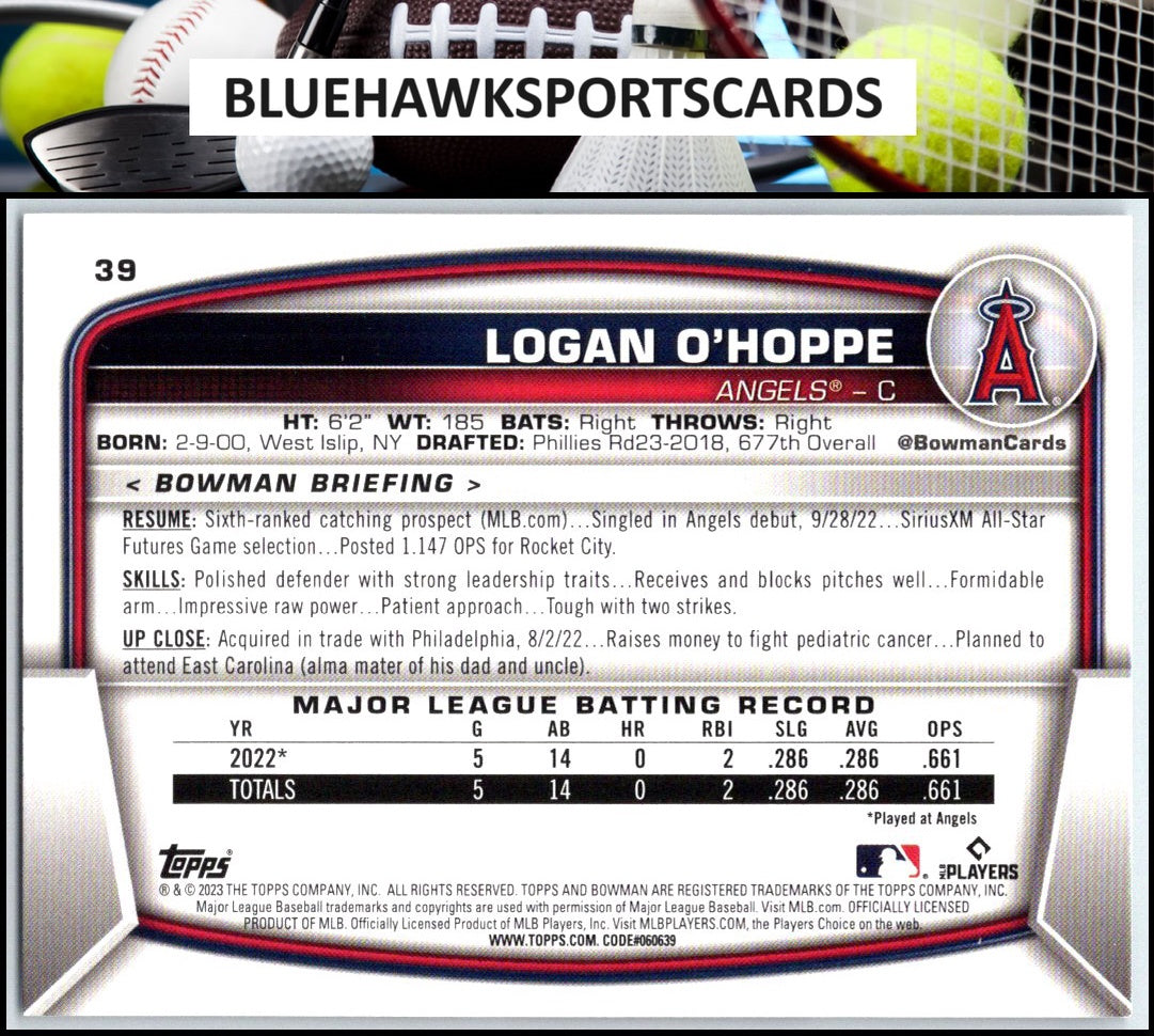 2023 Bowman #39 Logan O'Hoppe
