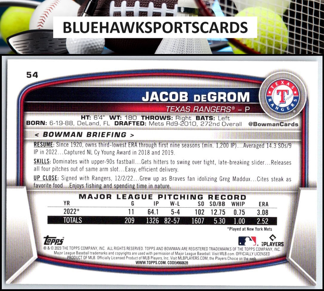 2023 Bowman #54 Jacob deGrom
